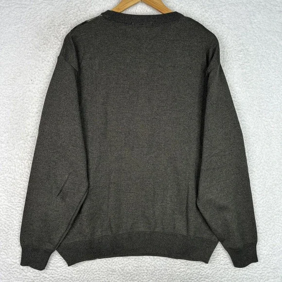 Montechiaro Italy Merino Wool Blend Sweater Mens Brown Geometric Crewneck